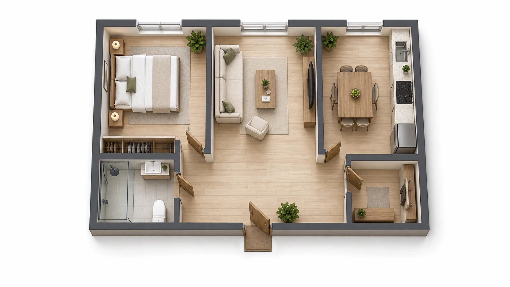 1 Button + 1 Receiver reference floor plan for Apartment, Studio, Small Shop Counter