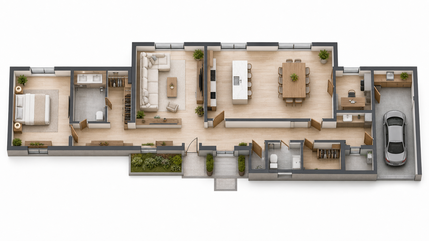 1 Pulsador + 3 Receptores reference floor plan for Chalet, piso largo, casa con garaje