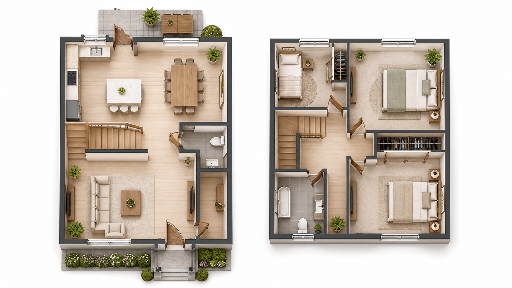2 Pulsadores + 2 Receptores reference floor plan for Casa con porton lateral, oficina con dos entradas