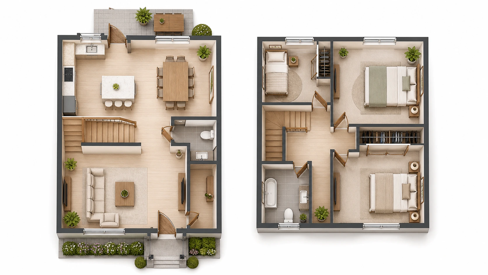 2 Buttons + 2 Receivers reference floor plan for House With Side Gate, Office With Two Entry Points