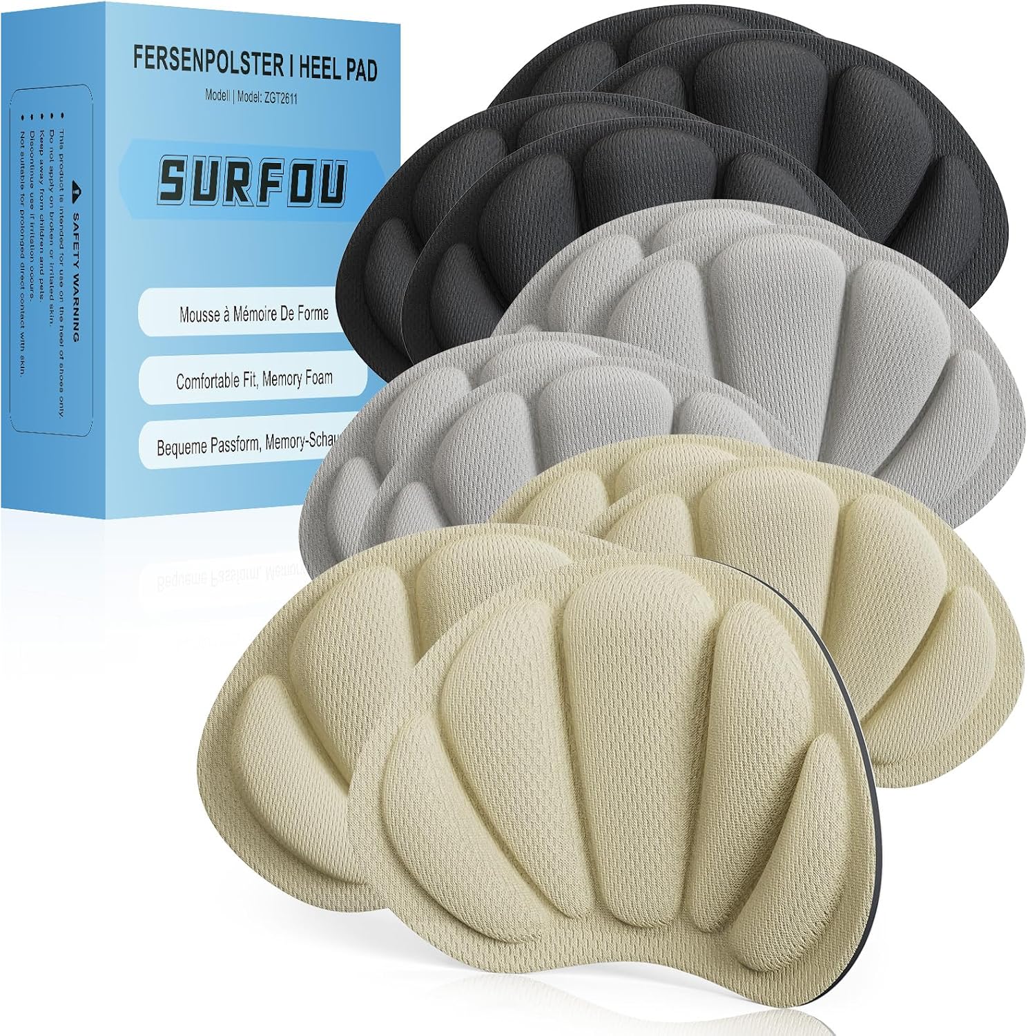 SURFOU Heel Grips for Shoes Too Big, Memory Foam Heel Pads for Women & Men