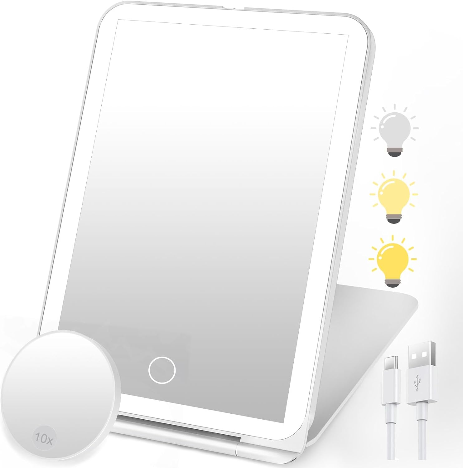 SURFOU Lighted Makeup Mirror - 10X, 3 Color LED B0FH6KKMMG