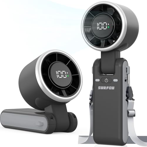 SURFOU Handventilator - 4000mAh, 5 Stufen, Schwarz B0GD5FJCML