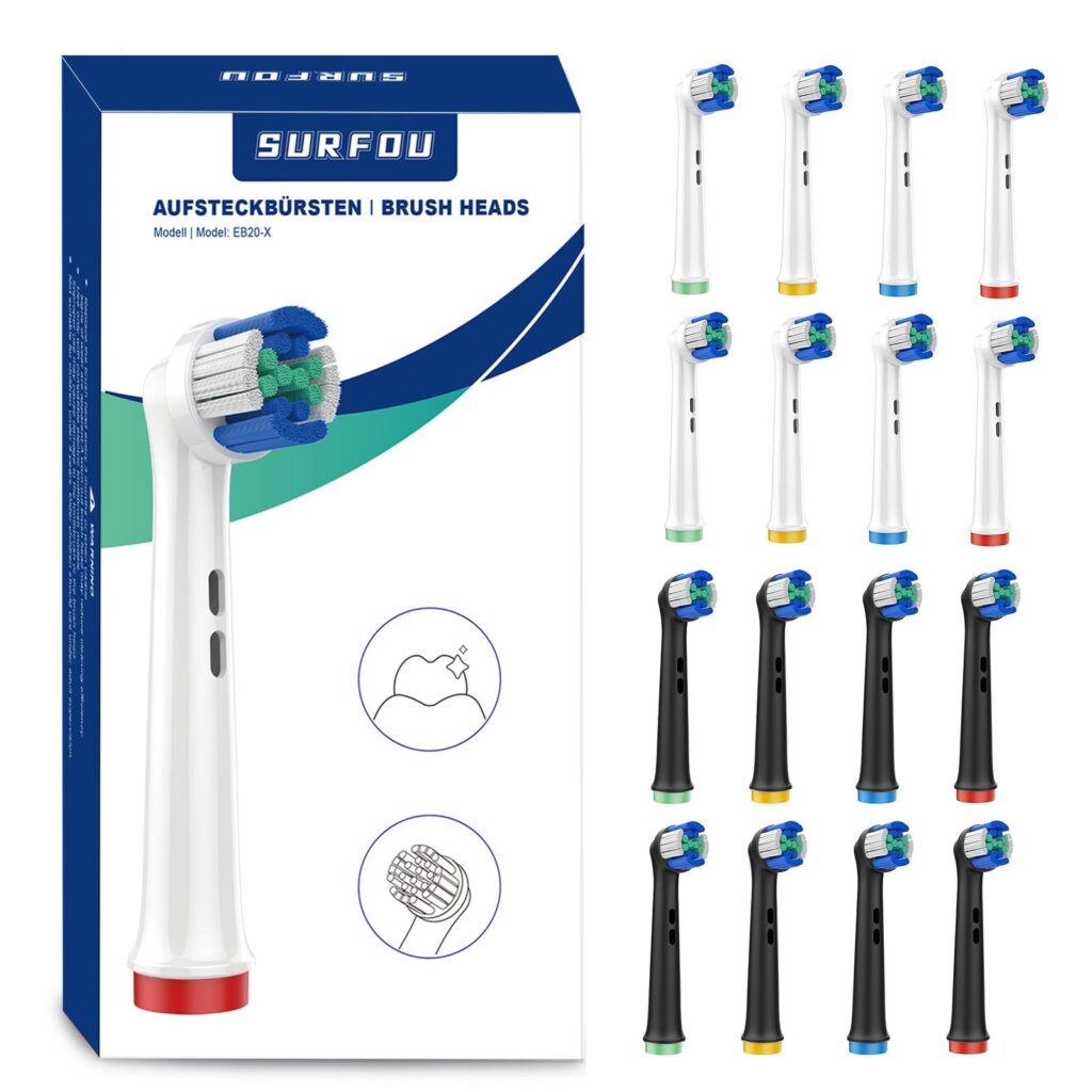 SURFOU Ersatz-Zahnbuerstenkoepfe - 16 Stueck, Oral-B Compatible B0DN1PXL7G
