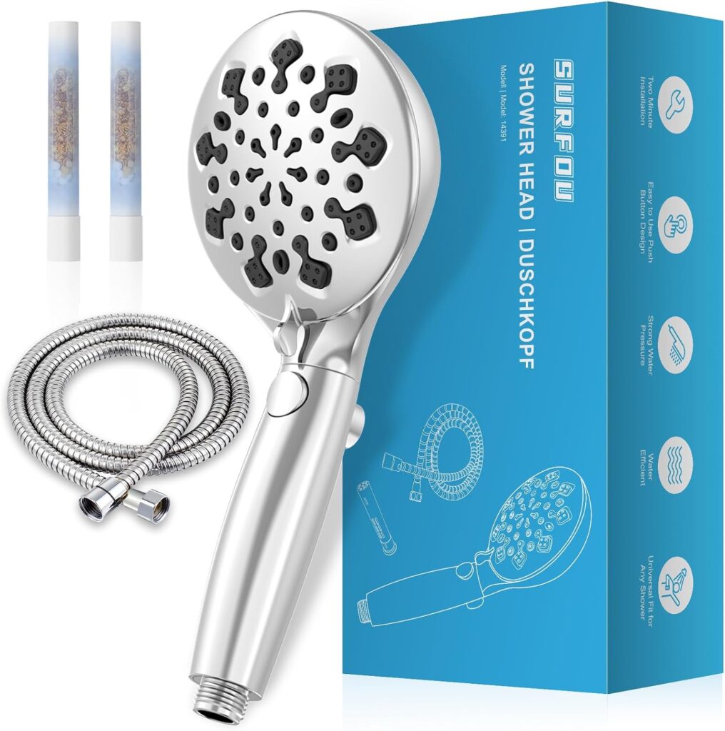 SURFOU Filtered Shower Head - 1.5m, 10 Spray Modes B0DNZBKRMT