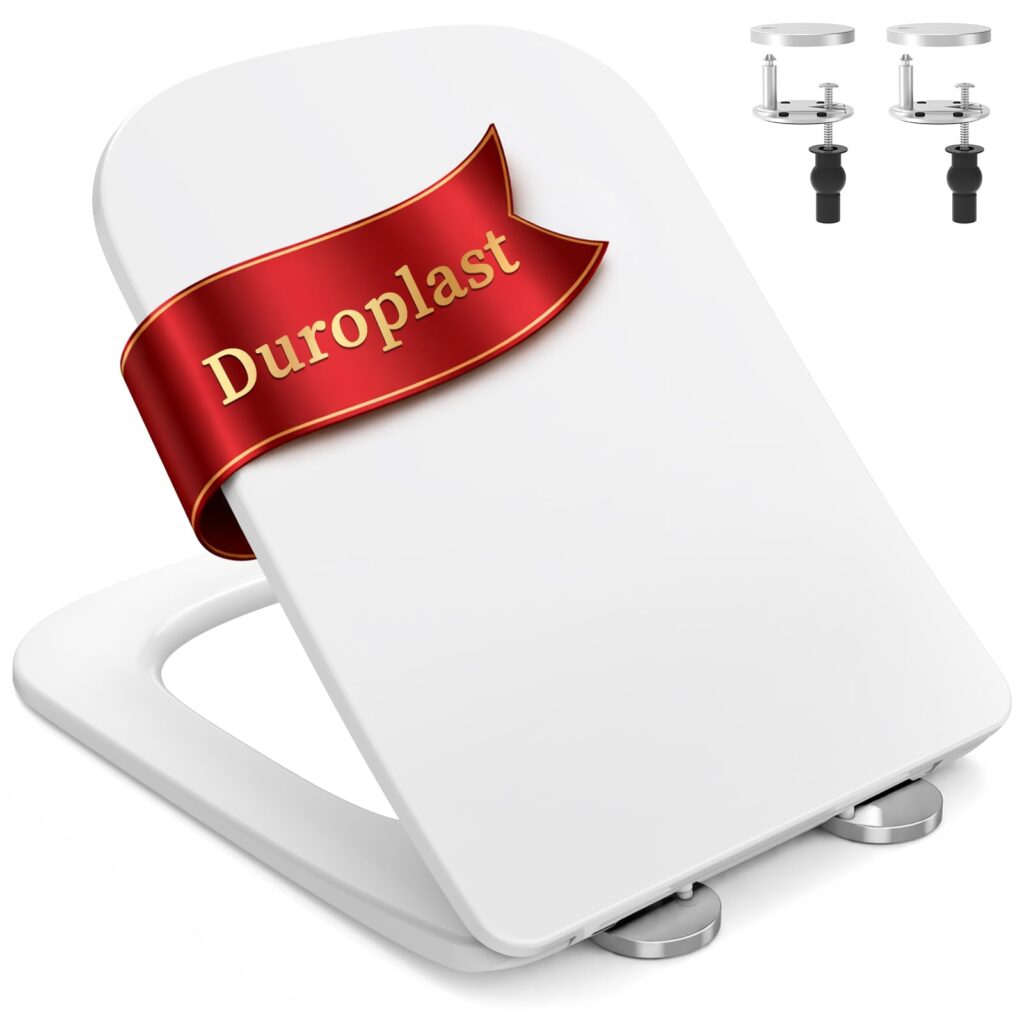 SURFOU WC-Sitz Mit Absenkautomatik - Eckig, UF / Duroplast, Schnellverschluss B0G1M3HDRX