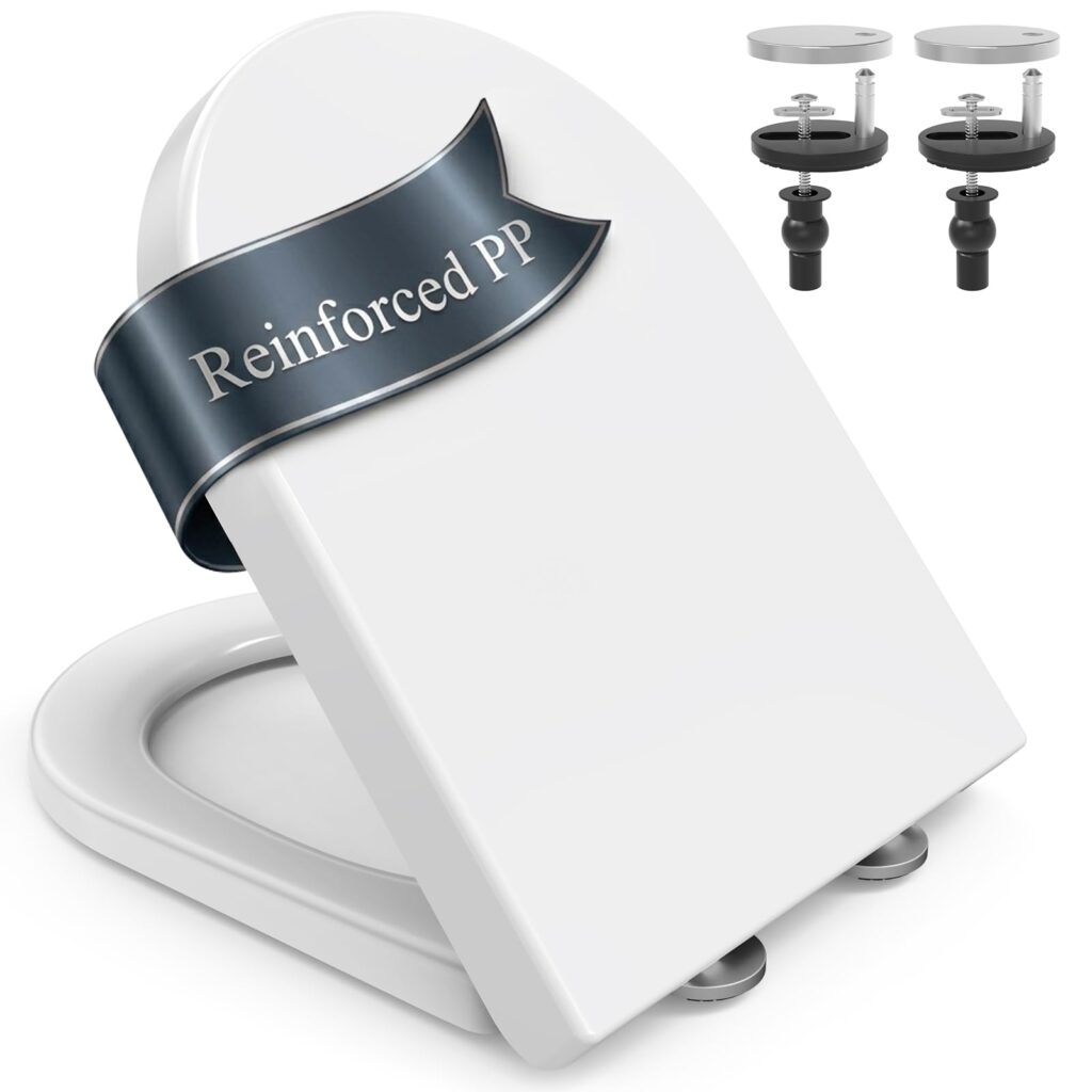 SURFOU WC-Sitz Mit Absenkautomatik - D-Form, PP, Schnellverschluss B0G1M64TZT