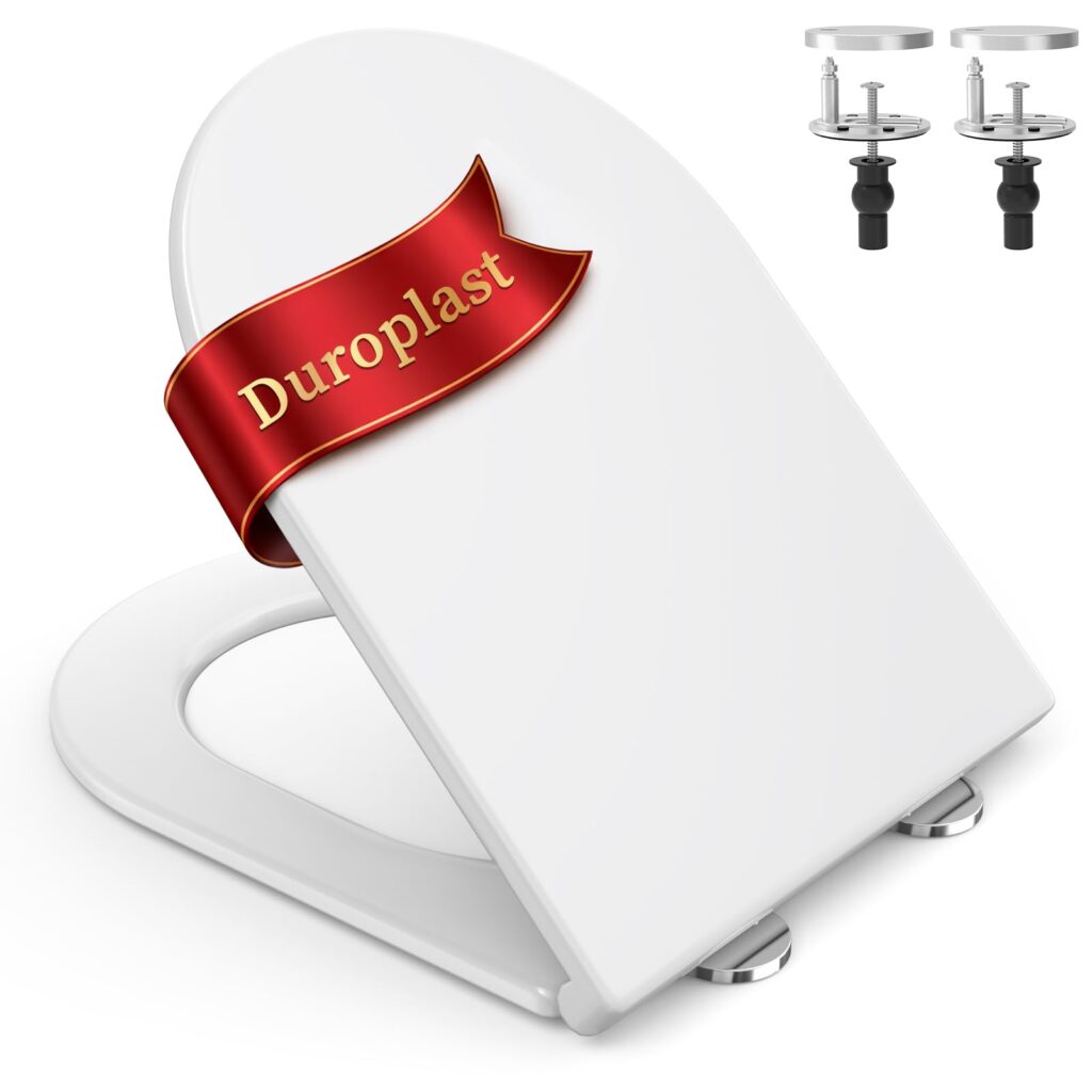 SURFOU WC-Sitz Mit Absenkautomatik - D-Form, UF / Duroplast, Schnellverschluss B0G1MBPPFJ